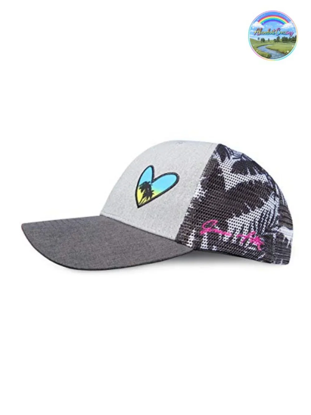 Women's Cotton Snapback Trucker Hat with Floral Print, Adjustable Breathable